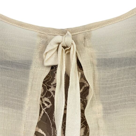 A'Reve Anthropologie Gauze Lace Peasant Shirt Womens Size Small - Picture 5 of 9